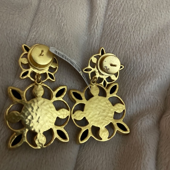 Julie Vos Gold and Black Floral Earrings - Picture 2 of 4